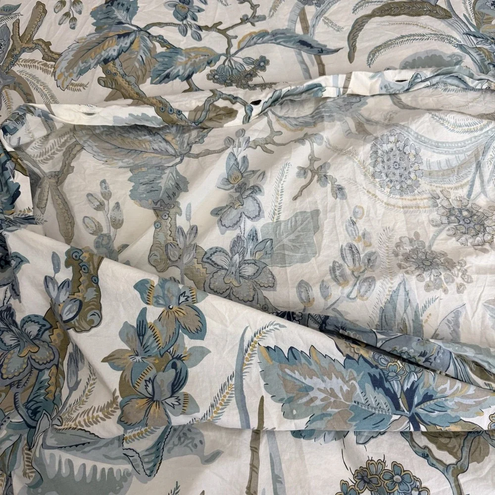 Pottery Barn Sydney Palampore Duvet Cover King Organic Cotton Botanical Blue